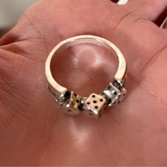 Vintage Retro Silver Dice Goth punk Disco Ring - Picture 7 of 16